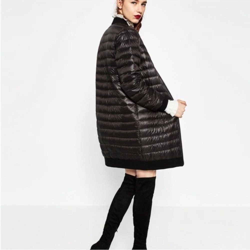 Zara down black coat S - Picture 2 of 8